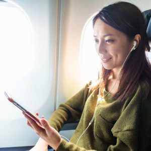 a woman on the plane