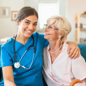 a nurse taking care of a patient