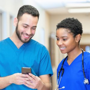 Nurses communicating together